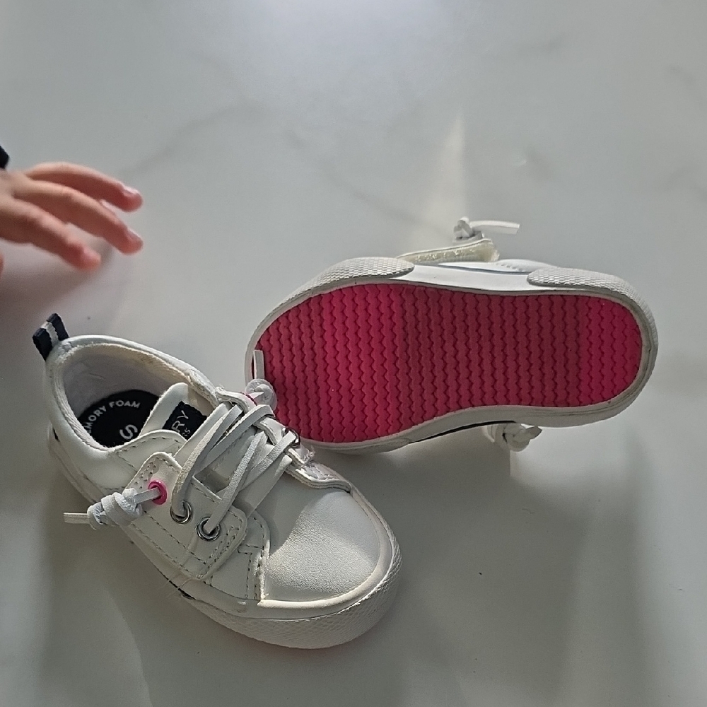 Sperry Babies White Sneakers with Pink Soles